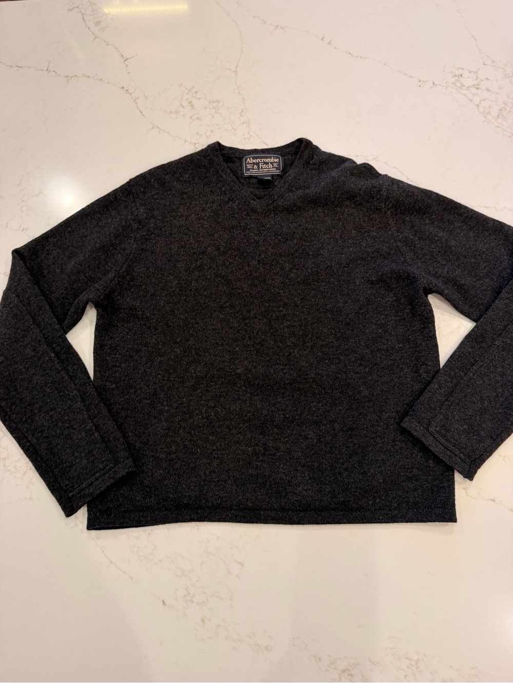 Vintage Abercrombie & Fitch Lambswool Sweater Mens Large Gray V Neck 90s”